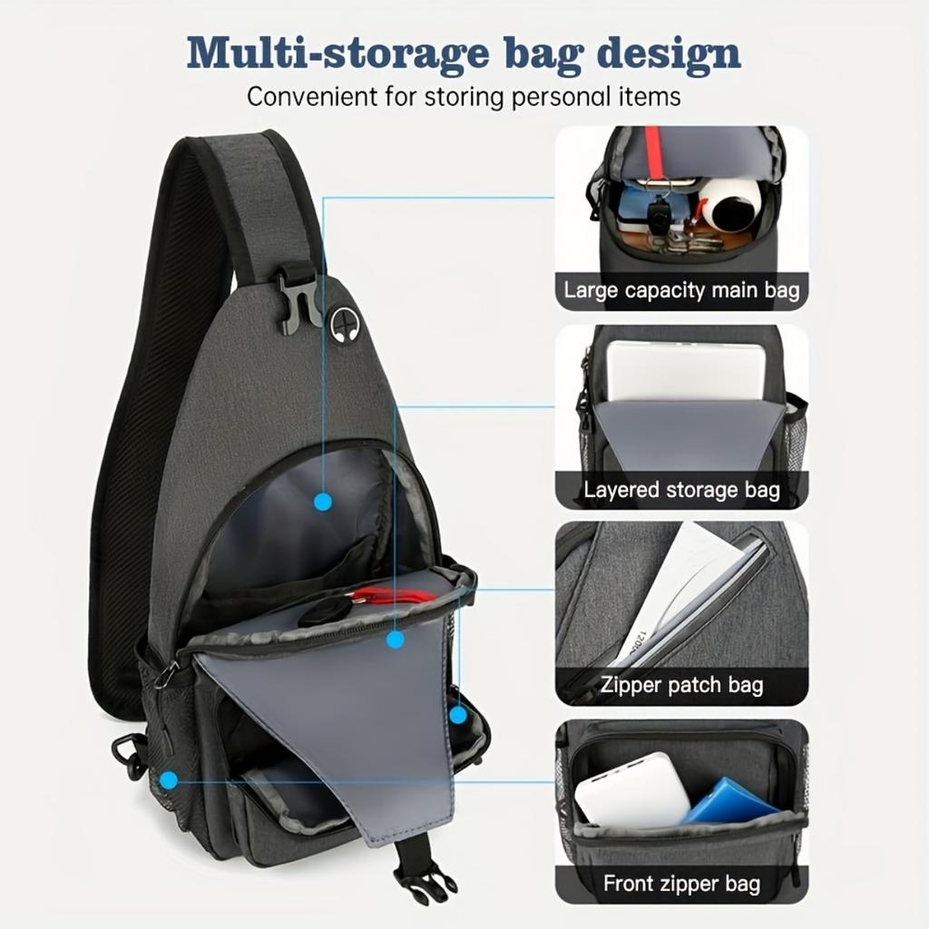 Unisex crossbody taška s velkou kapacitou - Nastavitelný ramenní popruh, Design s více kapsami, Vhodná pro cestování v přírodě, Sport a dojíždění Cestovní tašky