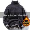 2026 Men's Trendy Striped High Neck Knitwear: Plus Velvet Thickened Winter Base Layer