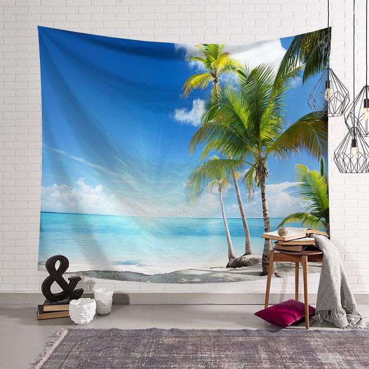Background Tapestry Wall Rug Beach Towel Sea View Series Live Picnic Wallpaper Bedroom Dormitory Room Bedside Wall Rug