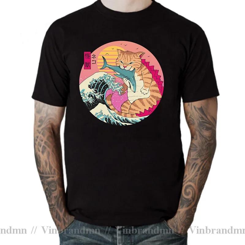 2025 Newest Design Catana Kawaii Harajuku T Shirt Unisex Ninja Cat Tshirt Samurai Cat Anime Tshirt Japanese Kaiju Sushi Cat Tshirt