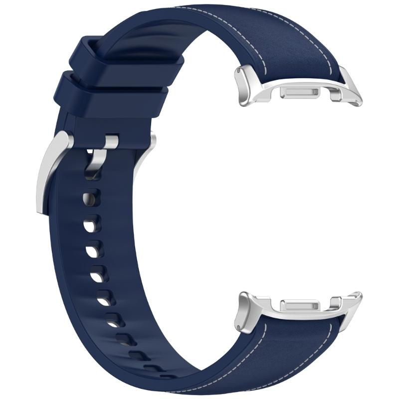Flexible Silicone Watch Band Straps With Leather Accent For 40mm 44mm 46mm Models Comfortable Daily Wear Gym To Office
