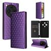 Cubic Grid Texture Flip Leather Phone Case