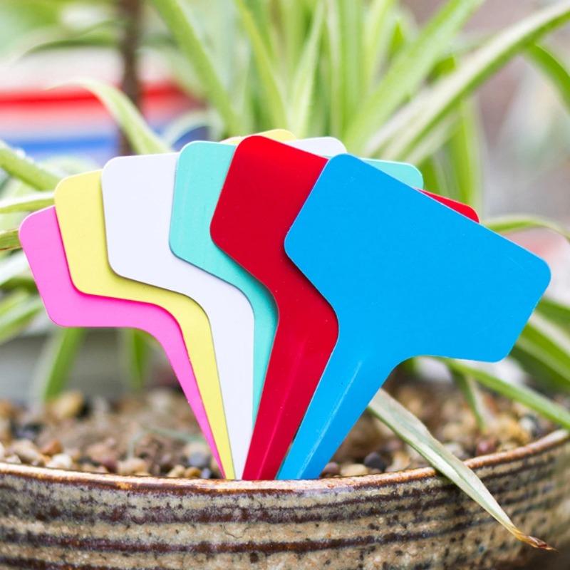 100PCS T-Type Plastic Garden Plant Labels Waterproof Flower Tags Nursery Seedling Markers Bonsai Identification Tags Gardening Tools
