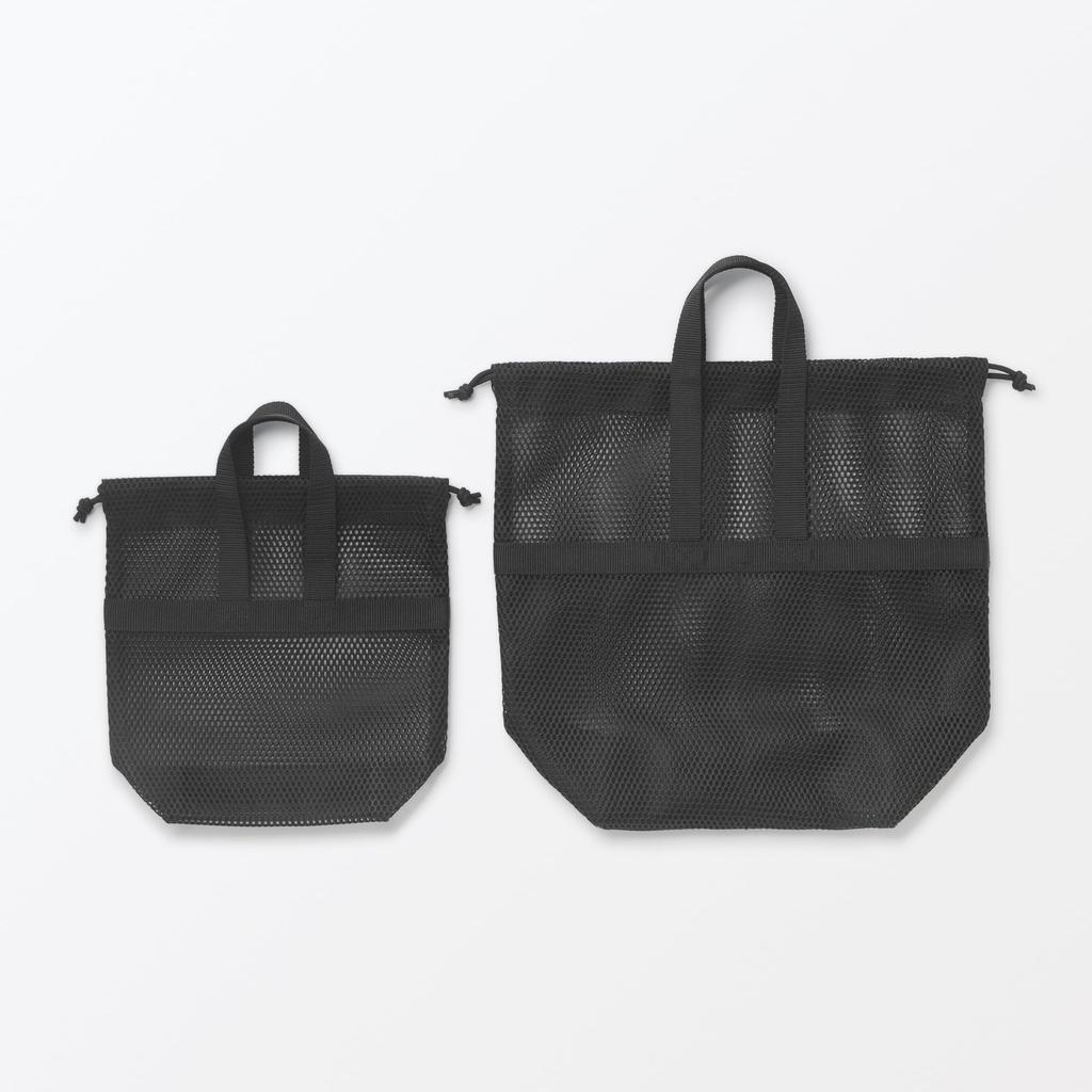 MUJI 3D Mesh Handled Drawstring Bag S 84920738 Black 23×8×23cm