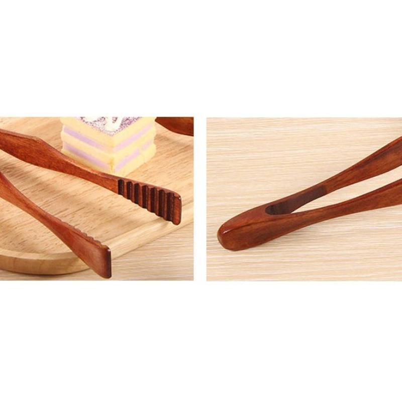 Wooden Clip Cooking Kitchen Tongs Food Bbq Tool Salad Bacon Steak Bread Cake