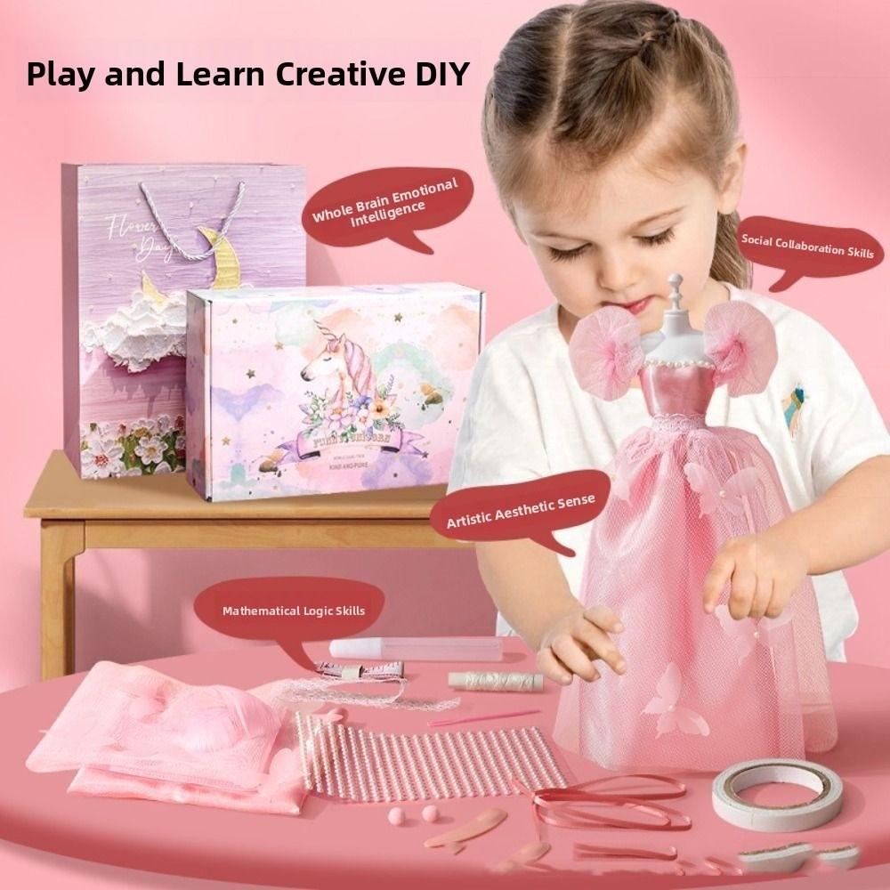 DIY Puppenkleidungs-Set Rock Puppenkleid Material Prinzessin Spielzeug Outfit-Set DIY Spielzeug