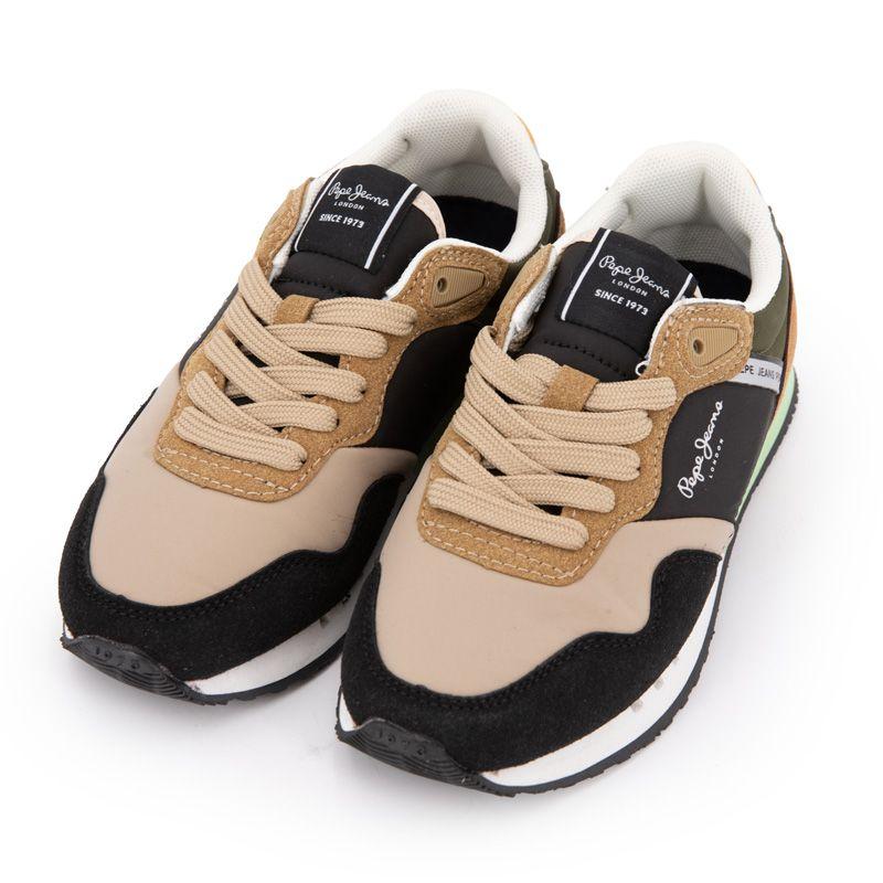 Sneakers London Class B Beige Laces Pastel Green Sole Child PEPE JEANS
