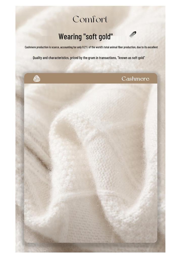 26 Autumn/Winter Women's Cashmere Blend Round Neck Cardigan - Osmanthus Stitch Thick Knit Sweater