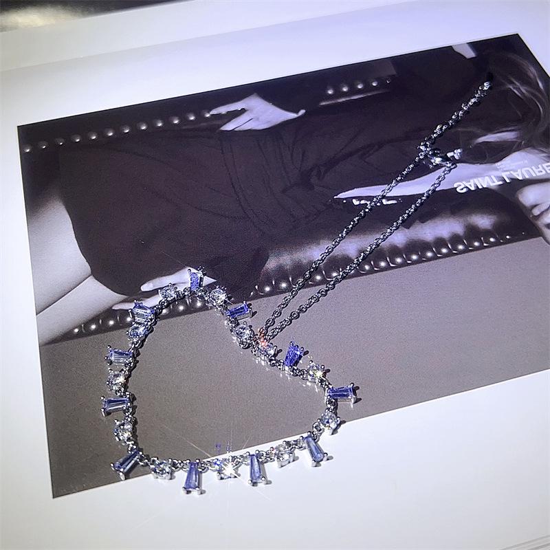 Irregular Super Fairy Light: Luxury Purple Zircon Rhinestone Short Necklace Clavicle Chain Accessory