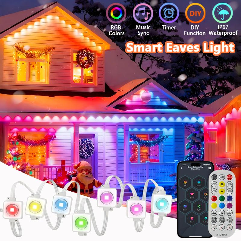

RGBIC Eave Lights Smart Permanent Outdoor Lights IP67 Waterproof LED String Lights App Control for Christmas Holiday Roof Decor 5M EU