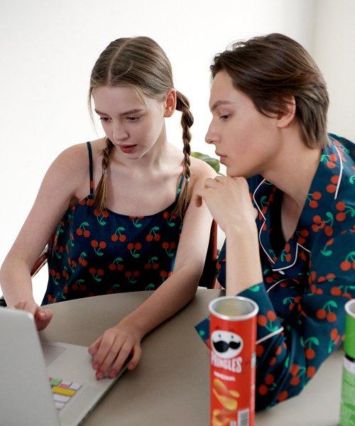 

[TSH] Couple Cherry Rayon Camisole Pajama Set [Shipped from Korea] 100% Authentic 1size
