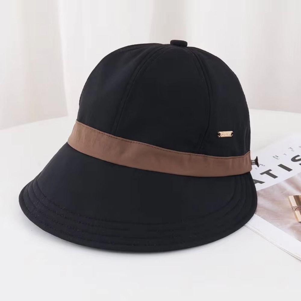 Solid Color Wide Brim Sun Hat Casual Sun Protection Cap Fisherman Hat Duckbill Hat  Hiking