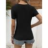 Women's V-Neck Hollow-Out Lace Trim Sexy Top, Short Sleeve T-Shirt, Casual, Versatile