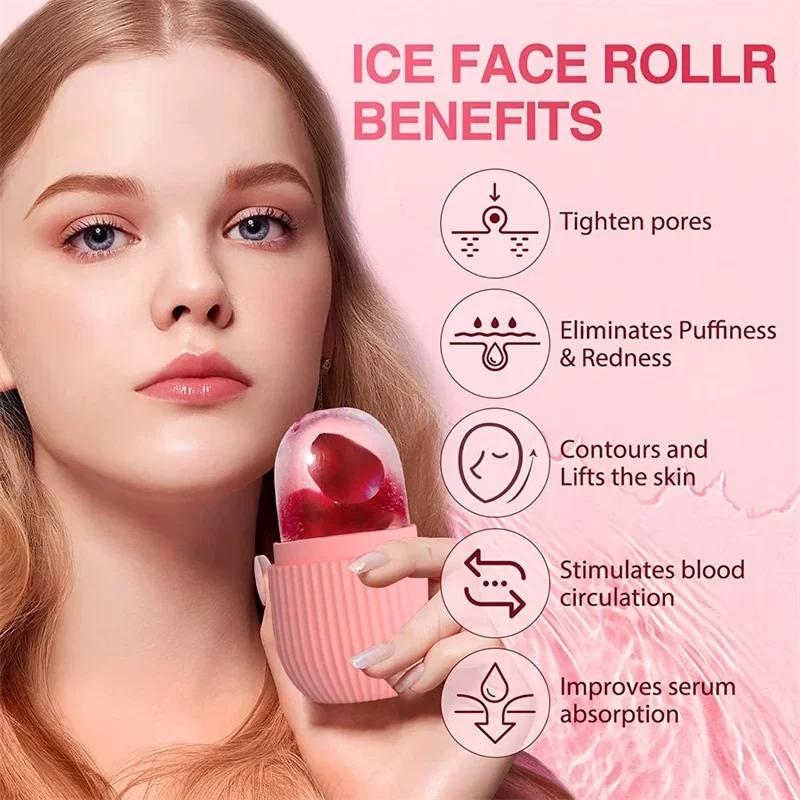 Silicone Face Ice Mold Skin Care Beauty Ice Facial Roller Face Massager Ice Trays Ice Globe Balls Beauty Lifting Contouring Tool