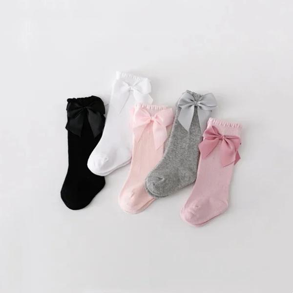 5Pairs/Set Children's Girl Socks Cotton Bow Baby Long Socks Fashion Princess Kids Sock For Girls 0-7Years Stocking