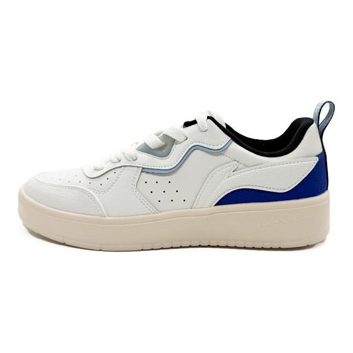Li Ning Qingchao Abrasion Resistant Lightweight Slip Resistant Low top Skateboard Shoes Men's White Blue AGCV237-3