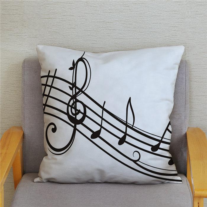 Home Decor Pillowcase Cartoon Sheet Music Printing Cushion Cover Bedroom  Living Room  Sofa Pillow Case
