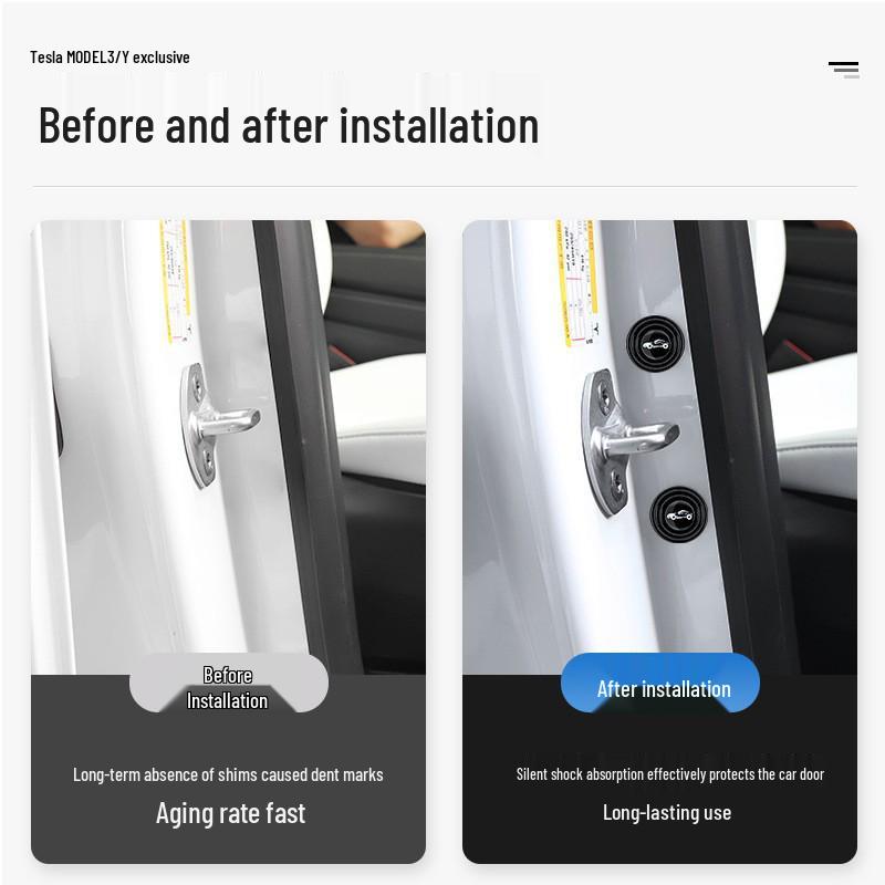 Naklejki ochronne na klamki i zamki drzwi Tesla Model Y/3 z włókna węglowego – odporne na zarysowania, czarne