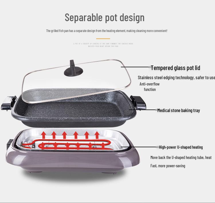 Electric Griddle: Multi-Functional Large Plug-in Grill for Paper-Wrapped Fish & BBQ