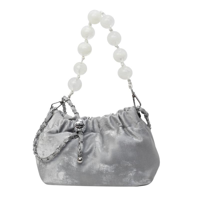 Premium Texture Small Bag Women's 2025 New Fashion Beaded Shoulder Messenger Bag Niche Design Chain Cloud Bag