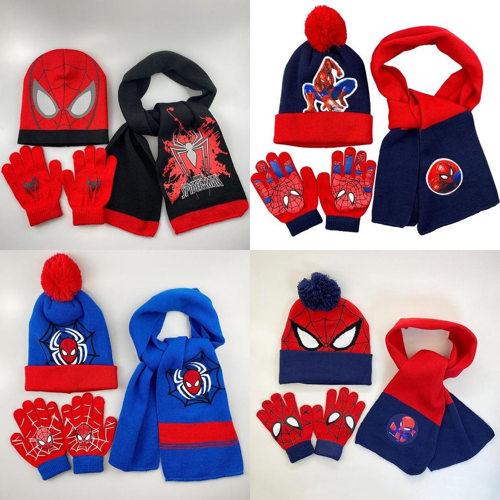 Cozy And Colorful Spider Man Knit Hat Scarf And Gloves Set For Boys Autumn Winter Outdoor Fun