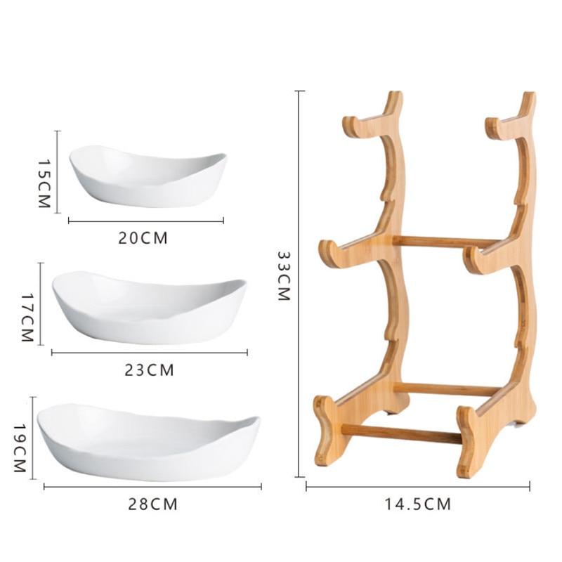 Kreativní keramický talíř na cukroví v evropském stylu Vícevrstvý talíř na svačinu na sushi Moderní košík na dezerty se sušeným ovocem Kuchyňské nádobí