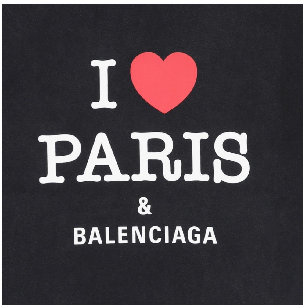 BalencIaga 764235 Trvu9 1041 I Love parIs Artwork Common Short Sleeve Tee