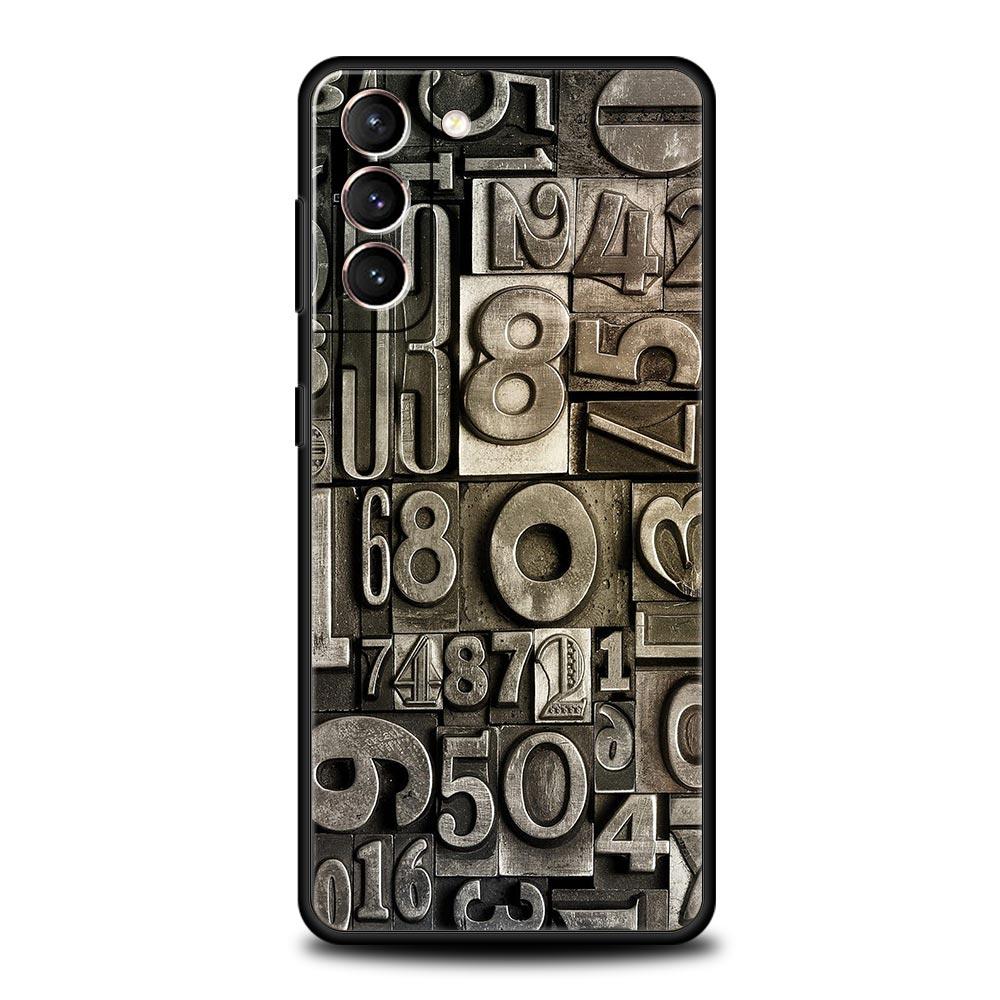 Number Pattern Phone Case Cover for Samsung Galaxy S26 S25 S24 S23 S22 S20 S21 FE Ultra S25 Edge Plus 5G Soft TPU Shell Fundas