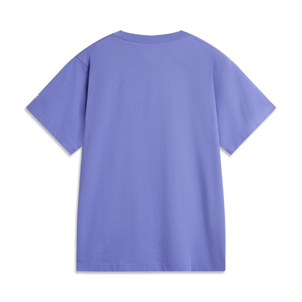 Li Ning X Disney Collaboration Series Versatile Breathable Loose Soft Comfortable Short Sleeve T-Shirt Women Tops Blue Purple AHSUA82-3