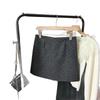 Hellgrauer Herz-Wollrock mit hohem Bund in A-Linie für Damen - Frühling/Herbst 2026
