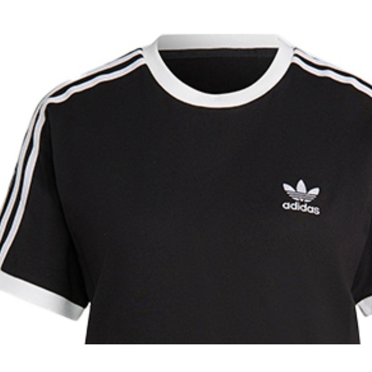 Adidas Originals Adicolor Classics Brand Logo Three Stripes Sports Casual Short Sleeve Round Neck T-Shirt Women Tops Black IB7407
