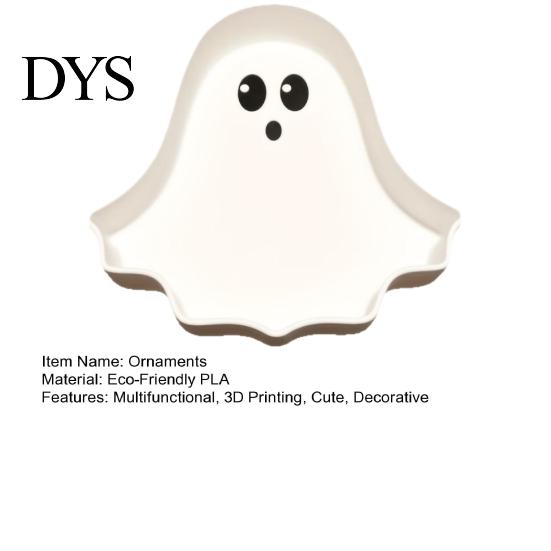PLA Material Tray Cute Ghost Tray, 3D Printed Halloween Shape Desktop Storage Dish, Small Item Organizer Key Jewelry Candy Tabletop Decor for