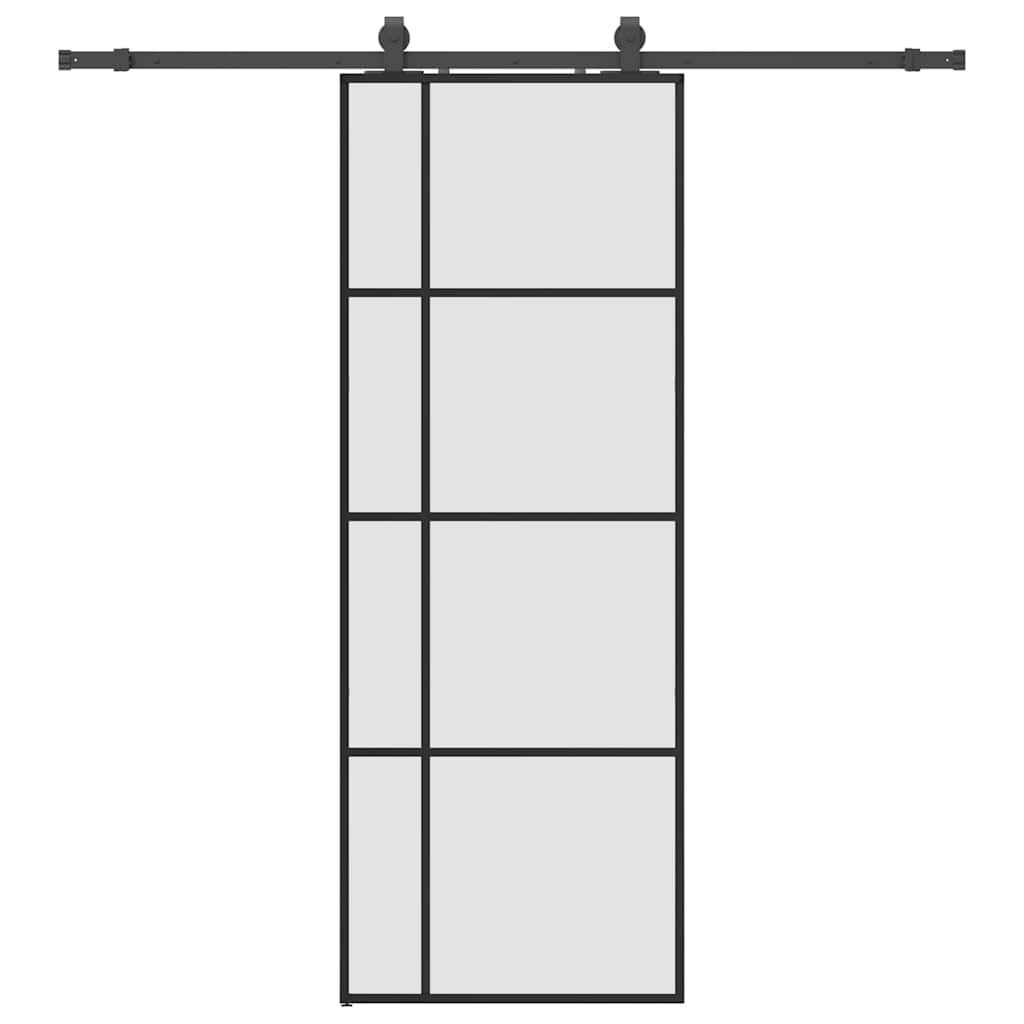vidaXL Schiebetür mit Beschlag Schwarz 76x205 cm ESG-Glas