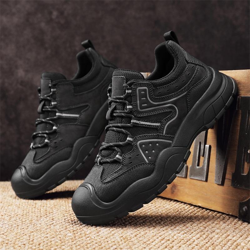 Fashion High Quality Mens Casual Shoes Fashion Comfortable Hiking Shoes Non-slip Sports Shoes Retro Genuine Leather Man Walking Sneakers