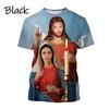 Christliches T-Shirt mit der Jungfrau Maria und der Mutter Gottes für Männer, Jesus liebt, lässiges Rundhals-T-Shirt, kurzärmelig, übergroßes Herren-T-Shirt