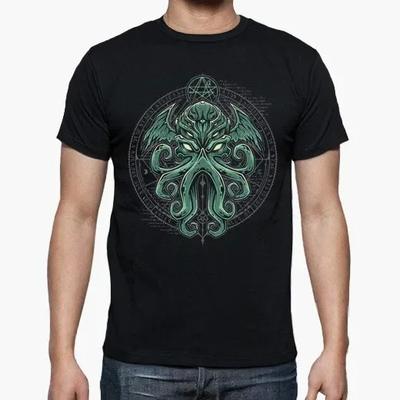 Novelty Great Cthulhu Graphic TShirt 100 Cotton ONeck Summer Short Sleeve Casual Mens Tshirt Size S3XL