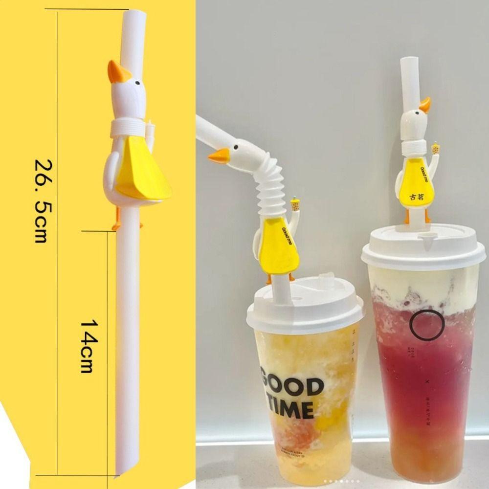 Cartoon Plastic Drinking Straws Animal Goose Animal Long Straw Drinking Tube  for Kitchen & Bar
