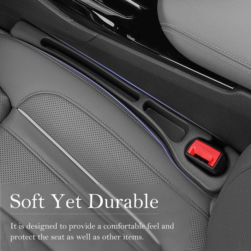 Car Seat Gap Filler 2-Pack, Universal Car Seat Gap Filler Organizer, Seat Gap Plug – Fills Gap Between Seat & Console (Black)