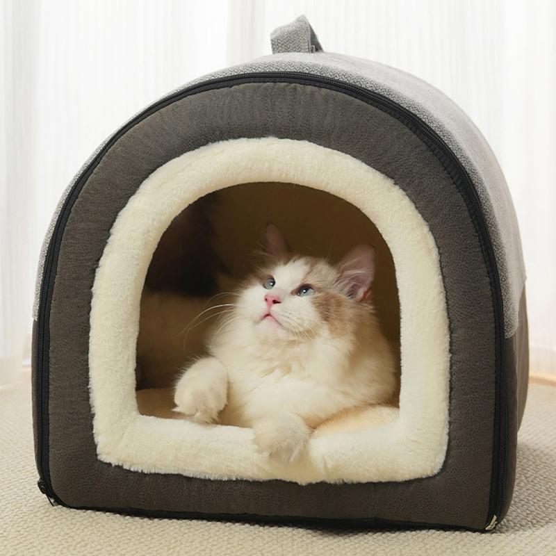 Warmes Katzenhaus für den Winter, weiches, gemütliches Haustiernest für kleine und mittelgroße Hunde, Katzen, abnehmbare, rutschfeste Hundehütte, Schlafzelt für Welpen, Heimtierbedarf
