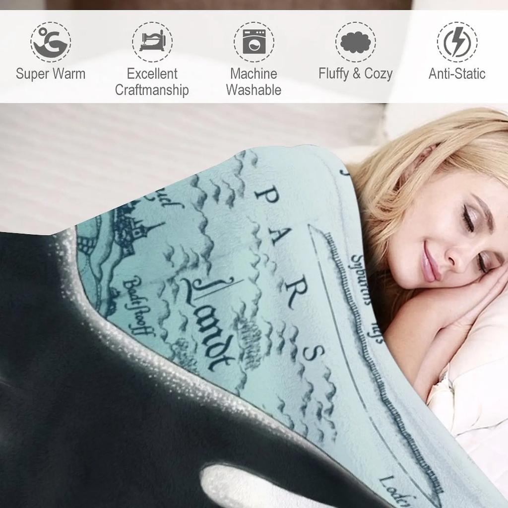 Orca Whales Love Family Yellow Sun Ink Throw Blanket Travel Blanket Decorative Bed Blankets