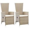 vidaXL Garden Deck Chairs 2 Pcs. with Cushions Poly Rattan Beige