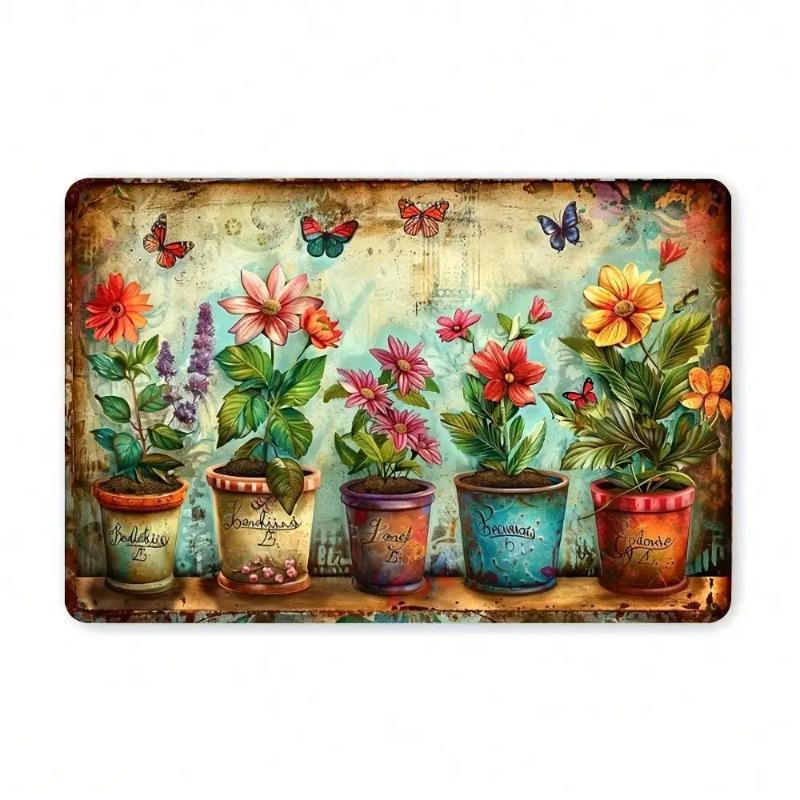 Vintage Flower Butterfly Metal Wall Art Shabby Chic Home Decor 20x30cm