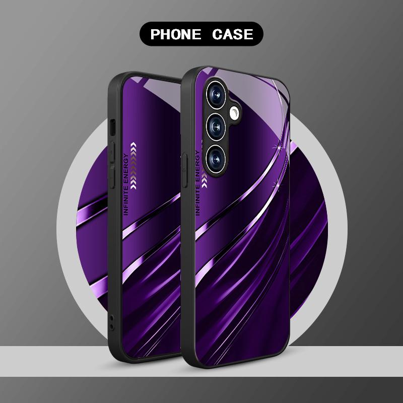 Coque de téléphone en verre trempé à motif ondulé et incurvé pour Samsung Galaxy S26 S25 S24 S23 S21 S20 fe/plus/ultra anti-chute