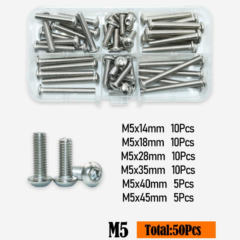M2 M3 M4 M5 M6 M8 M10 304 Stainless Steel Hexagon Machine Screws Hex Socket Round Head Cap Allen Screw Furniture Fastener Bolt