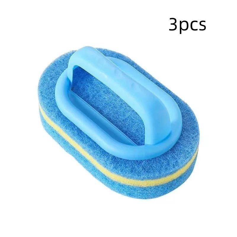 3pcs/Sponge Wipe, Powerful Cleaning Sponge with Handle, Bathroom and Kitchen Stain Removal Dishwashing Sponge Block