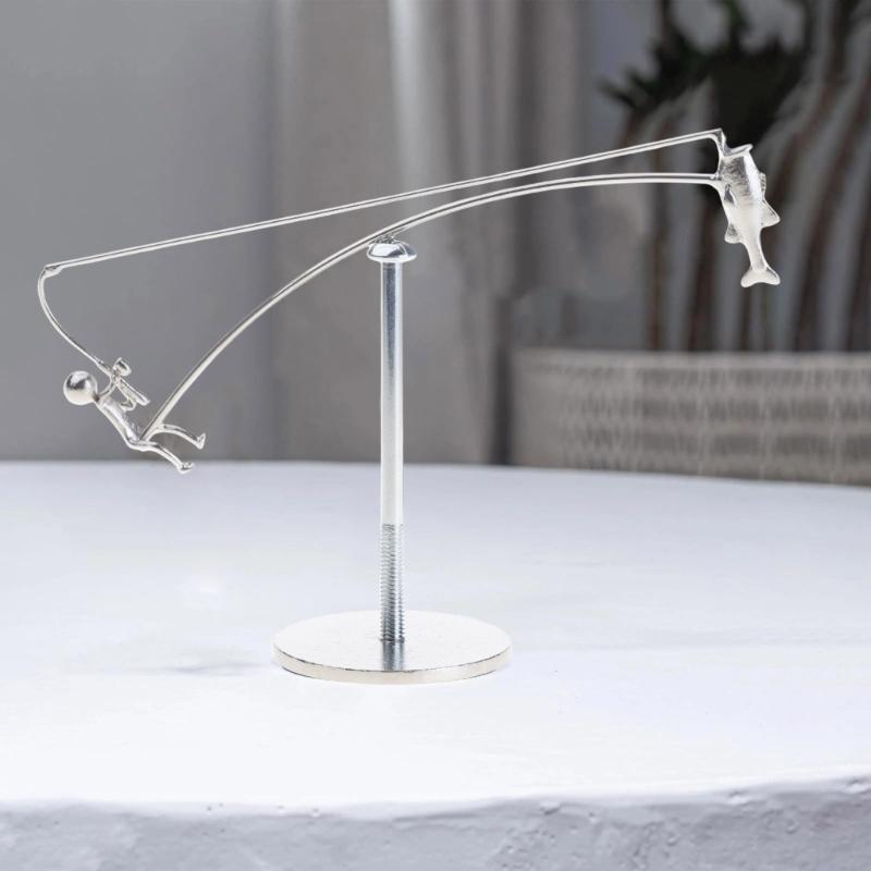 Dynamic Floating Fisherman Sculpture Office Desk Decoration Rustproof Easily Maintenance Unique Artistic Gift