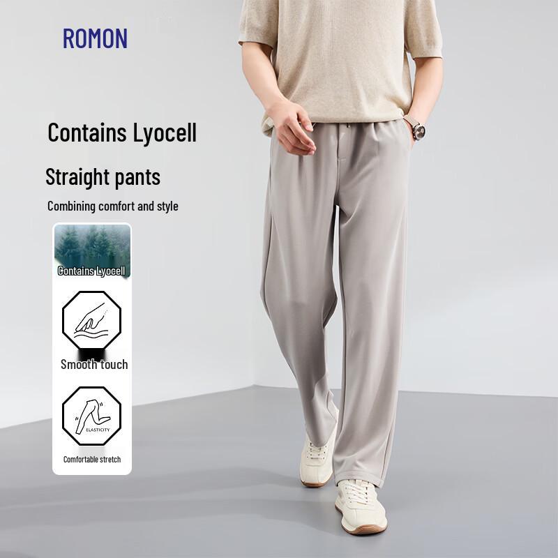 Men s Lyocell Blend Lightweight Casual Straight Fit Pants 180/XL