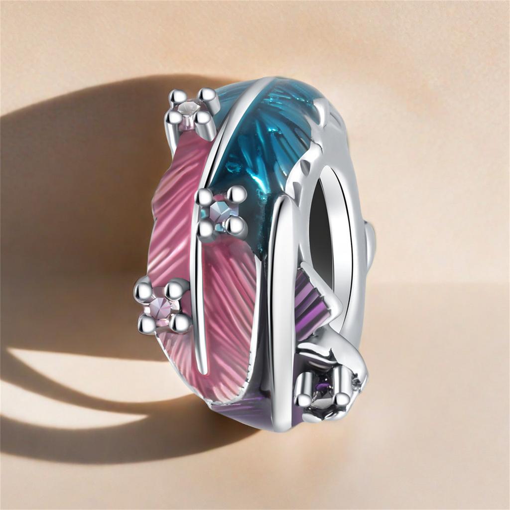 Copper Metal Gradient Feather Charm Bead Components Positioning Buckle Designed For Authentic Original Bracelet High Quality Fine Jewelry Do It