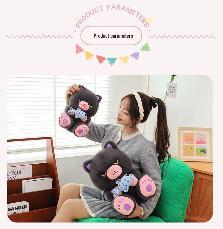 Internet Celebrity Black Cat Plush Doll - Funny Devil Kitty Children's Toy