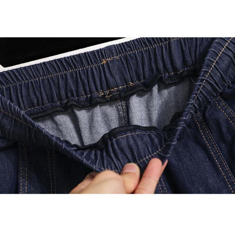 Plus Size High Waist Elastic Denim Jeans Women Loose Harem Casual Solid Trousers Long Pants 4XL